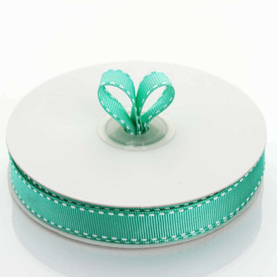 Hunter Green Stitched Grosgrain Ribbon Decoration 25 Yards 5/8"