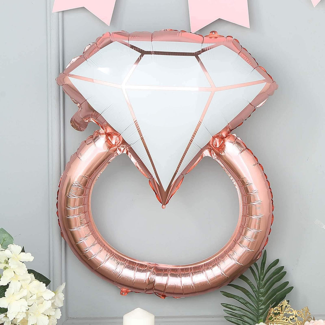 Rose gold diamond ring balloon decoration