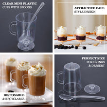 24 Pack | 2oz Clear Plastic Mini Coffee Tea Espresso Cups with Spoons