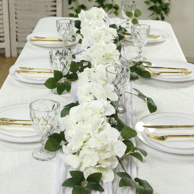 2-Pack Artificial Hydrangea Garland – 5.5ft Ivory Silk Flower Vine with Greenery