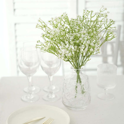3 Pack White Artificial Baby’s Breath Gypsophila Flower Bouquets, Real Touch Faux Floral Arrangements, 14"