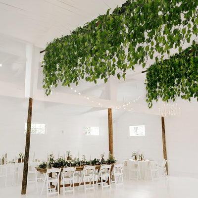 3 Pack Artificial Hanging Vine Bushes - Cottonwood Leaf Greenery for Walls, Arches, Backdrops & DIY Displays - 3ft
