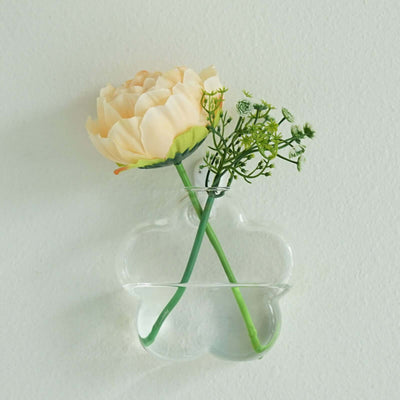 3-Pack Glass Wall Vase Flower Shaped Design Hanging Indoor Planters - Stylish Wall Mounted Terrariums for Home Decor