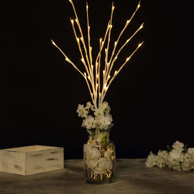 3-Pack LED Twig Lights 28.5" Artificial Tree Design - Warm White Lighted Branches with 60 Bright Bulbs