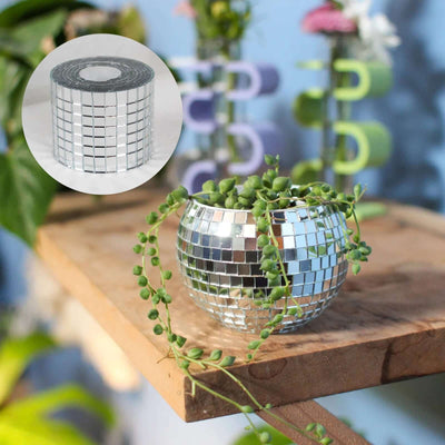 3 Pack Silver Self-Adhesive Glass Mirrors Mosaic Tiles, Mini Square Real Glass Mirror Sticker Rolls - 9ft