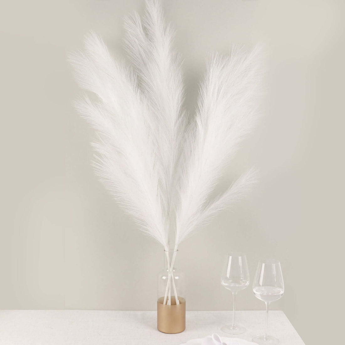 3 Stems Artificial Pampas Grass Decor White