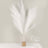 White pampas grass in a gold vase with wine glasses on a table.