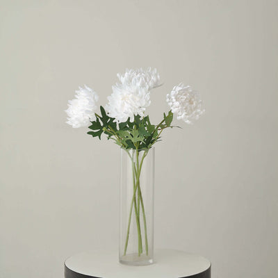 3 Stems White Artificial Silk Chrysanthemum Flowers, 27" Faux Mums