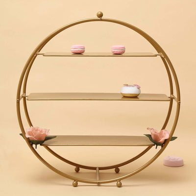 3-Tier Metal Round Cupcake Stand 21" Matte Gold - Durable Contemporary Dessert Holder Appetizer Display for Upscale Events Banquets & Gatherings