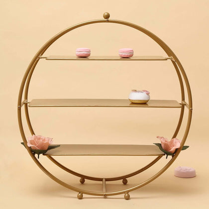 3-Tier Metal Round Cupcake Stand 21" Matte Gold - Durable Contemporary Dessert Holder Appetizer Display for Upscale Events Banquets & Gatherings
