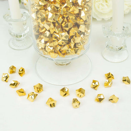 300 Pcs Gold Acrylic Ice Bead Vase Fillers Large - Sleek DIY Craft Crystals for Centerpieces & Table Decor