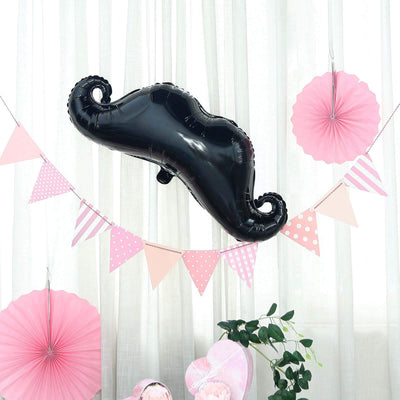 Black Mustache Shaped Mylar Balloon, Foil Party Balloons 31"