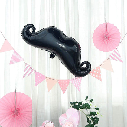 Black Mustache Shaped Mylar Balloon, Foil Party Balloons 31"