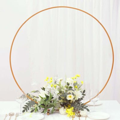 Gold Metal Round Hoop Wedding Centerpiece, Self Standing Table Floral Wreath Frame 36"