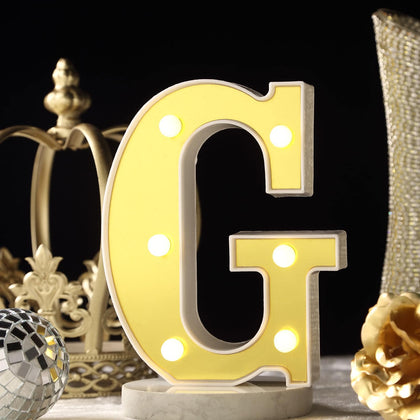 3D Marquee Letter "G" Gold with Warm White 6 LED Lights 6" - Light-Up Accent for Displays