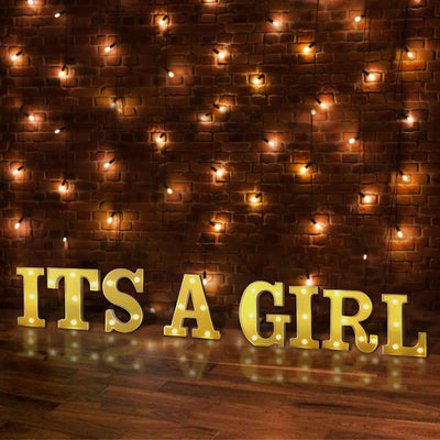 3D Marquee Letter "I" Gold with Warm White 3 LED Lights 6" - Light-Up Accent for Displays