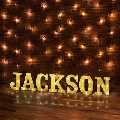 3D Marquee Letter "J" Gold with Warm White 4 LED Lights 6" - Light-Up Accent for Displays