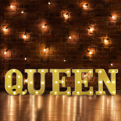 3D Marquee Letter "Q" Gold with Warm White 7 LED Lights 6" - Light-Up Accent for Displays