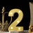 Number 2 light-up marquee sign with yellow finish and LED bulbs.