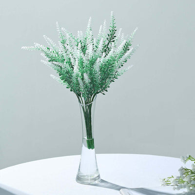 4 Pack Artificial Lavender Bushes 14" Green & White