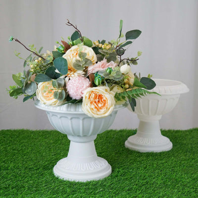 4 Pack Off White Crafted All Weather Roman Inspired Pedestal Column Flower Plant Stand Pot - PVC 11"