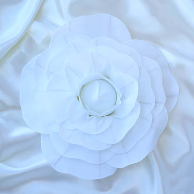 4 Pack Large White Real Touch Artificial Foam DIY Craft Roses 12"