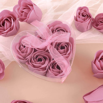 4 Pack 24 Pcs Dusty Rose Scented Rose Soap Heart Shaped Party Favors With Gift Boxes And Ribbon