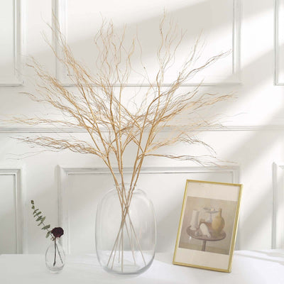 4-Pack Metallic Gold Artificial Curly Willow Branches 39" Bendable Faux Twig Vase Fillers