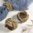 Natural woven napkin rings in a stylish arrangement.