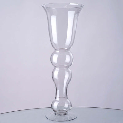 4-Pack Glass Trumpet Vases Pilsner Curved Design 20" Clear - Decorative Floral Wedding Centerpieces