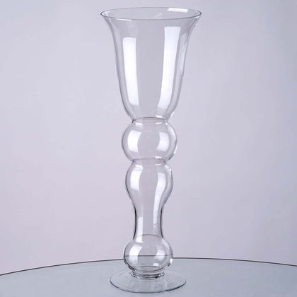 4-Pack Glass Trumpet Vases Pilsner Curved Design 20" Clear - Decorative Floral Wedding Centerpieces