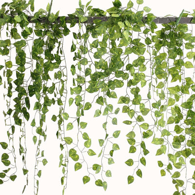 4 Pack Green Silk Pothos Artificial Hanging Plants, Fake Foliage Ivy Leaf Garland Vines - 3ft