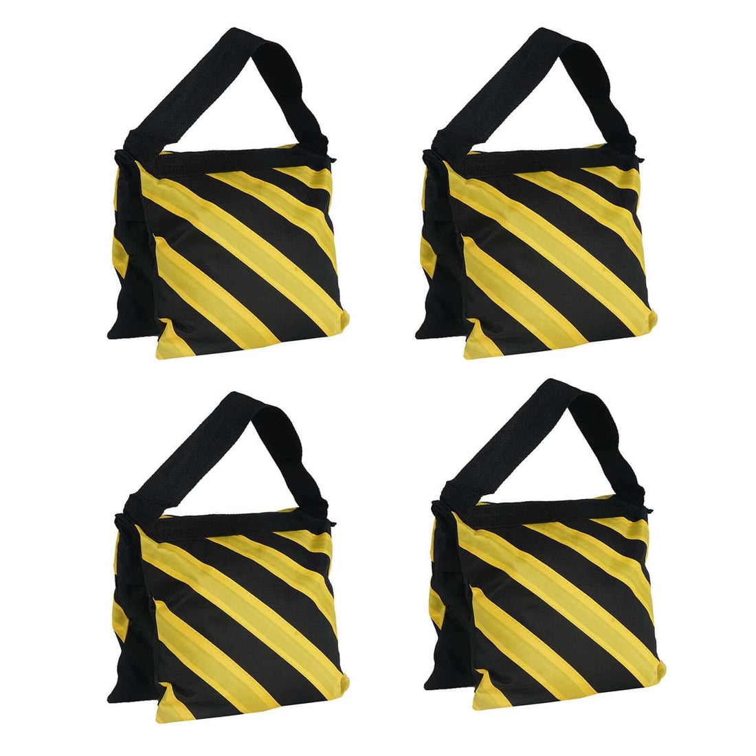 Set of four yellow and black striped tote bags