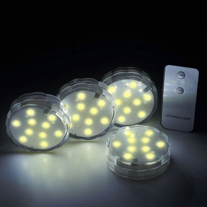 4-Pack LED Disc Lights 3" Flower Shaped Design Warm White - Remote Operated DIY Centerpiece Accent