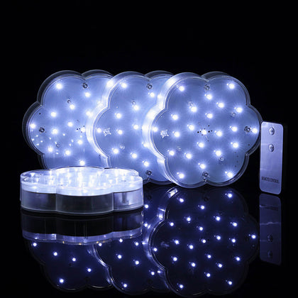 4-Pack LED Disc Lights 6" Flower Shaped Design White - 23 LEDs with Remote for DIY Centerpieces