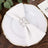 Elegant silver napkin holder on a white plate with a folded cloth napkin.