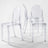 Clear acrylic chairs in modern design against a plain backdrop