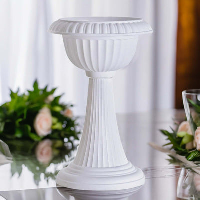 4 Pack White Italian Inspired Pedestal Stand Flower Plant Pillar 22" Tall PVC