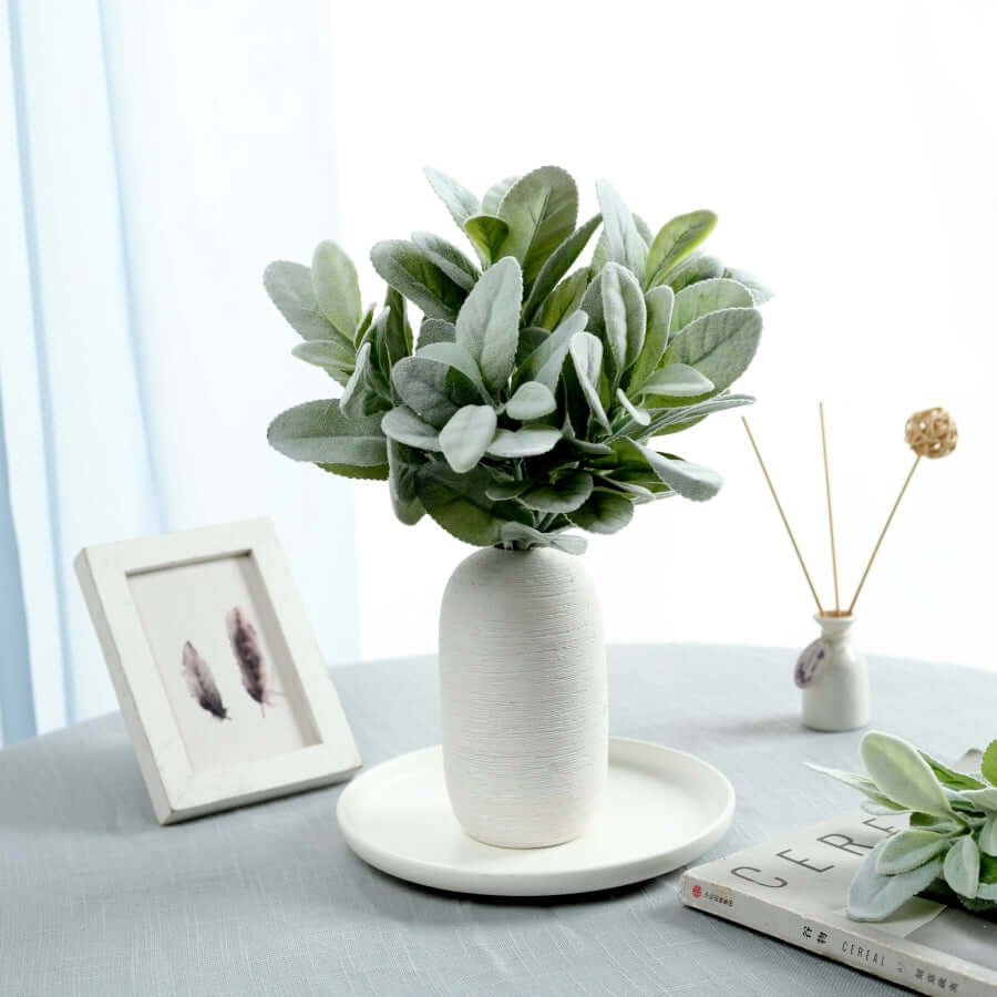 lambs ear plant in pots 4 Stems Frosted Green Artificial Lambs Ear Leaf Indoor Plant
