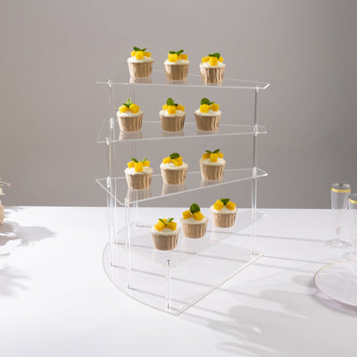 4-Tier Acrylic Cupcake Display Stand 17" Clear Spiral Stairway Design - Tiered Serving Tray Dessert Riser Perfume Organizer Shelf