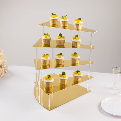 4-Tier Acrylic Cupcake Display Stand 17" Gold Spiral Stairway Design with Mirror Finish - Tiered Serving Tray Dessert Riser Perfume Organizer Shelf
