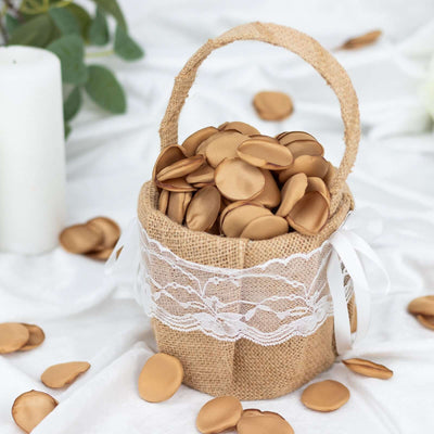 400-Pack Silk Rose Petals Confetti 2" Round Gold Matte - Life-Like Flower Petals for Table Decor