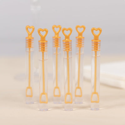 48 Pack Gold Heart Chemistry Tube Bubbles Bridal Wedding Shower Favor - 4"