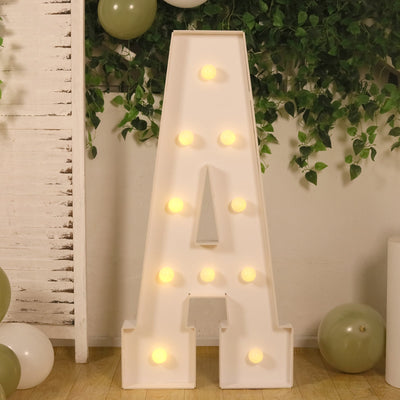 4ft Giant LED Marquee Letter "A", White Pre-Cut Foam Board with 10 Warm White Battery Operated LEDs, Glue Gun and Sticks