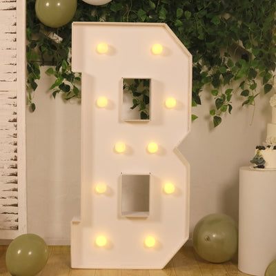 4ft Giant LED Marquee Letter "B", White Pre-Cut Foam Board with 10 Warm White Battery Operated LEDs, Glue Gun and Sticks