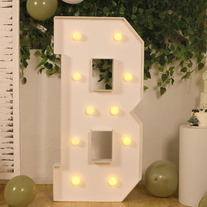 4ft Giant LED Marquee Letter "B", White Pre-Cut Foam Board with 10 Warm White Battery Operated LEDs, Glue Gun and Sticks