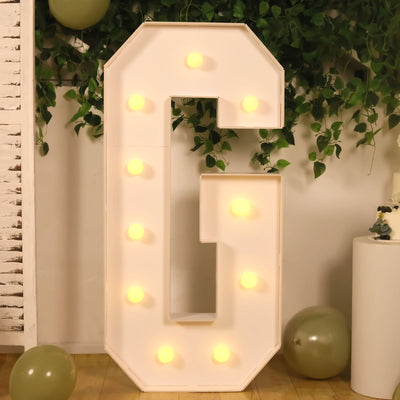 4ft Giant LED Marquee Letter "G", White Pre-Cut Foam Board with 10 Warm White Battery Operated LEDs, Glue Gun and Sticks