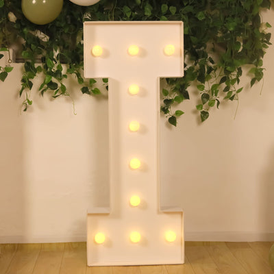 4ft Giant LED Marquee Letter "I", White Pre-Cut Foam Board with 10 Warm White Battery Operated LEDs, Glue Gun and Sticks