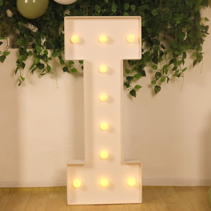 4ft Giant LED Marquee Letter "I", White Pre-Cut Foam Board with 10 Warm White Battery Operated LEDs, Glue Gun and Sticks