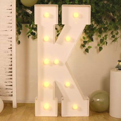 4ft Giant LED Marquee Letter "K", White Pre-Cut Foam Board with 10 Warm White Battery Operated LEDs, Glue Gun and Sticks